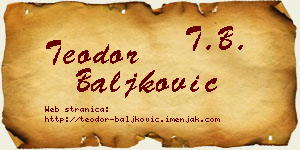 Teodor Baljković vizit kartica